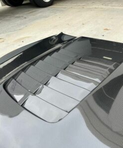 2015 – 2020 MUSTANG SHELBY GT350 TYPE-GT5 DOUBLE SIDED CARBON FIBER HOOD 2015-2022 Ford Mustang shelby Gt350 type GT5 double sided carbon fiber hood. Also fits GT350Rs, Includes gt500 style hood vent, improved heat extractions for gt350, brand new package. Type-GT5 double sided carbon fiber hood for 2015-2020 Ford Mustang Shelby GT350 and GT350R *Fits Shelby GT350 and GT350R only *Carbon fiber “skeleton” bonded to underside of carbon fiber hood – reduced weight *Vacuum infused process with 3K, 2×2 twill carbon fiber cloth, gloss finish *Included GT500 style hood vent, improved heat extraction for GT350 *Vent area measures approximately 24″x26″ *Included removable fiberglass rain tray *Hood mounts with OE hardware *All hoods require hood pins for safety reasons. *Heat shield required *Anderson Composites does not suggest re-installing gas shocks/dampers/struts *The use of a hood prop rod is highly recommended *Hoods are hand crafted and weigh approximately 26 lbs. (stock hood weighs 31 lbs.)