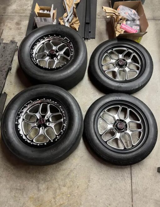 Billet Specialties win lite dragpack wheels wrapped in Mickey Thompson Tires